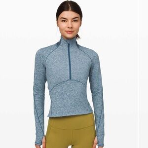 Lululemon Always Alert 1/2 Zip
Heathered Petrol Blue size 4